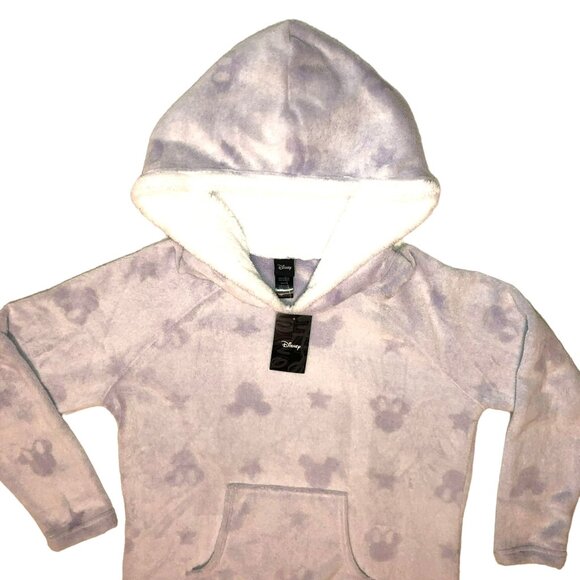 NWT DISNEY MICKEY MOUSE SLEEP HOODIE SIZE M PURPLE LILAC FUZZY LINED WOMENS - Picture 2 of 4